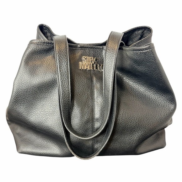 Steve Madden Handbags - Steve Madden Black Pebbled Faux Leather Tote Bag | Everyday Carryall